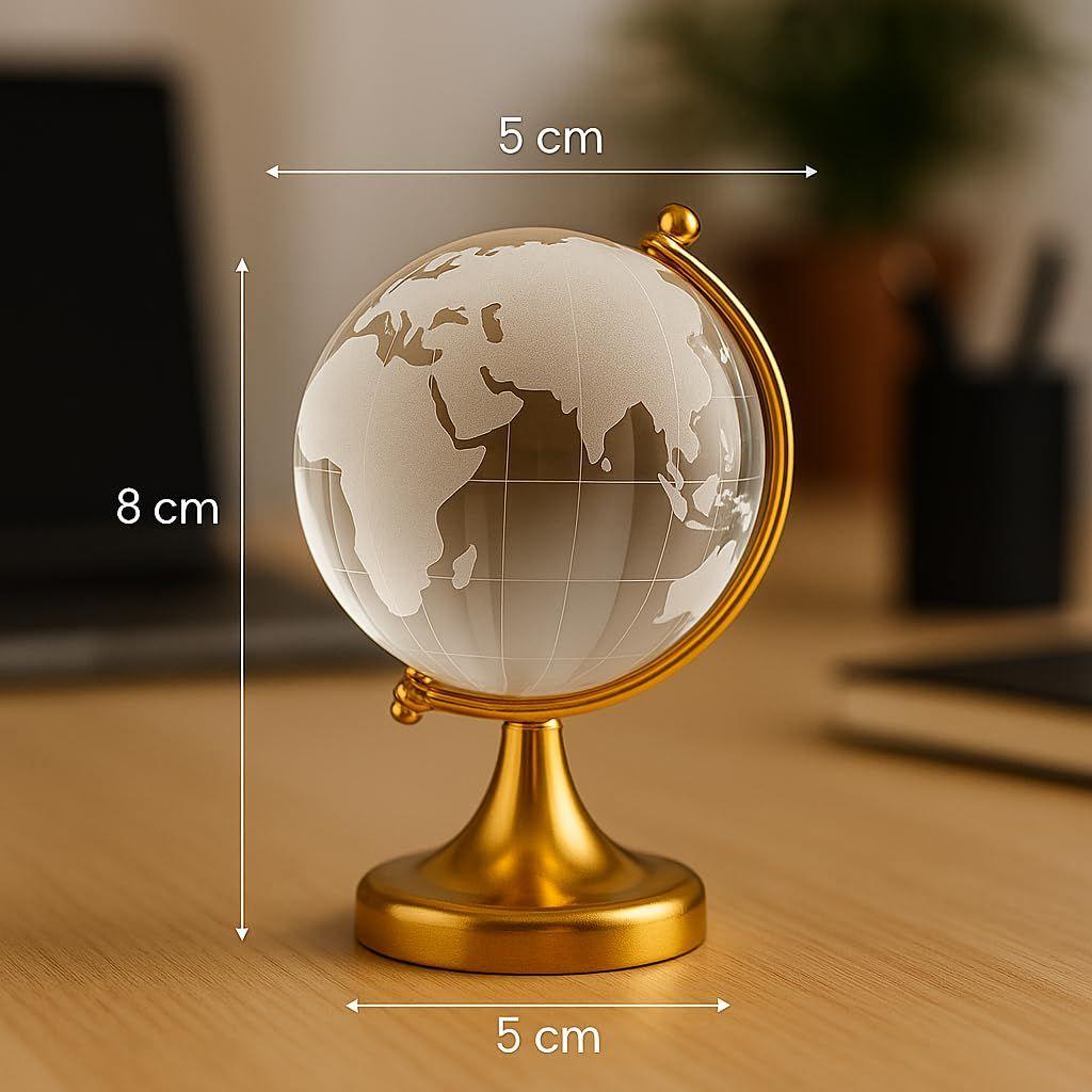 Fengshui Crystal Globe with Golden Stand for Positive Energy Success Good Luck and Prosperity Vastu Remedy for Home