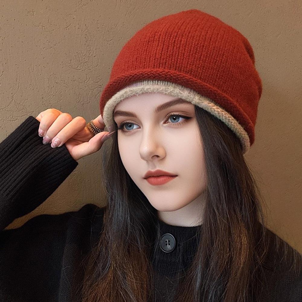 Dimanaf Женская шапка Модная толстая вязаная шапка Новая женская 2025 Теплая шерстяная Зимняя Осенняя