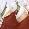 Women's Seamless Underwear Crop Top - Padded, Ribbed Fabric, Spaghetti Straps in Multiple Colors