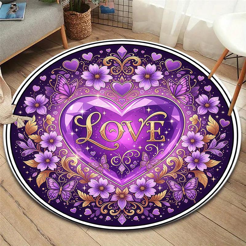 ColorfulLove Round Area Rug,Carpet Rug for Living Room Bedroom Sofa Playroom Decor,Non slip Floor Mat
