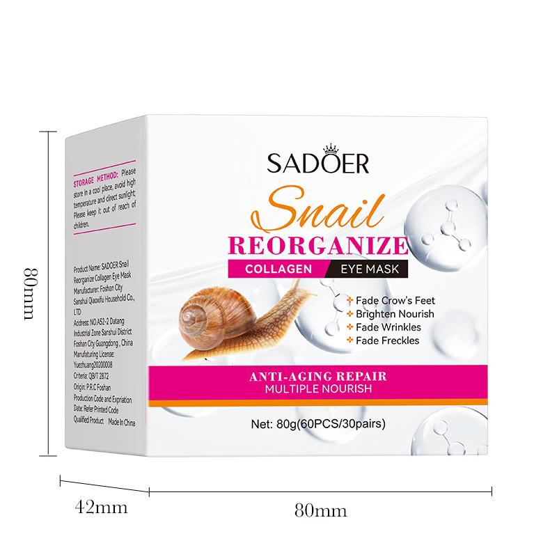 SADOER Snail Restructuring Collagen Eye Mask Улучшает сухость кожи вокруг глаз Маска-патч