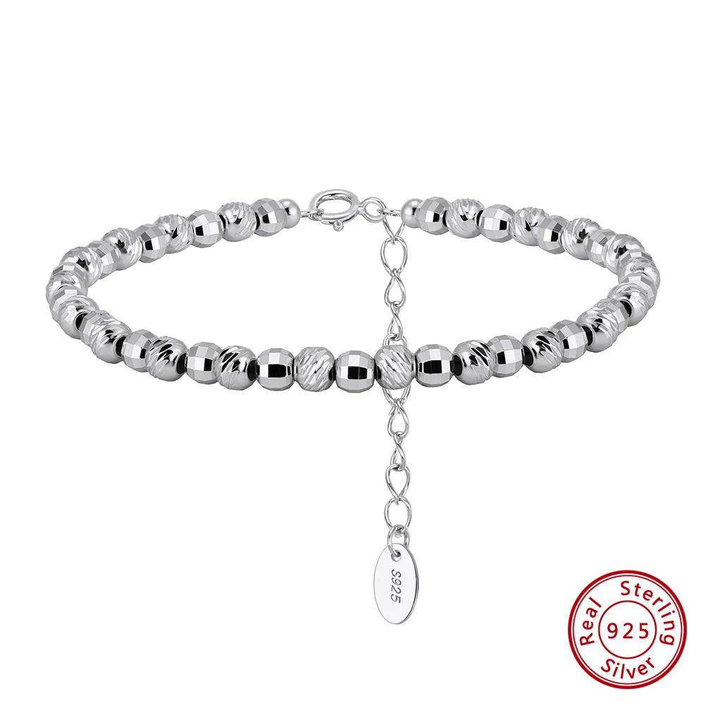 ORSA JEWELS Настоящее стерлинговое серебро 925 пробы Браслет-цепочка с бусинами для женщин Подарок-украшение Браслет-цепочка с бусинами 4 мм Аксессуары GAB01