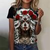 3D Printed Sexy Girls T Shirt For Women Horror Undead Skull Pattern Tees Summer Casual O-Neck Tops Short Sleeves Loose T-Shirts
