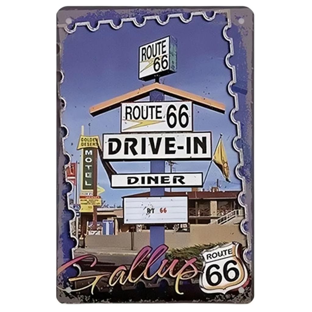 США Маршрут 66 Металлические таблички Настенный плакат Табличка Предупреждающий знак Винтажная железная картина Украшение для дома Кафе Гостиной Клуба Бара