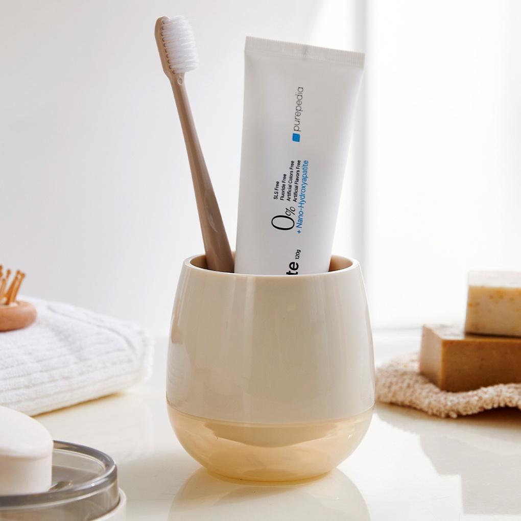Simple Round Toothbrush Cup and Multi-Storage Holder Vanilla_BG0725020