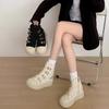 Women's High Top Canvas Shoe Design Buckle Strap Zip Simplicity Female Shoes High Street Grace Waling Shoes