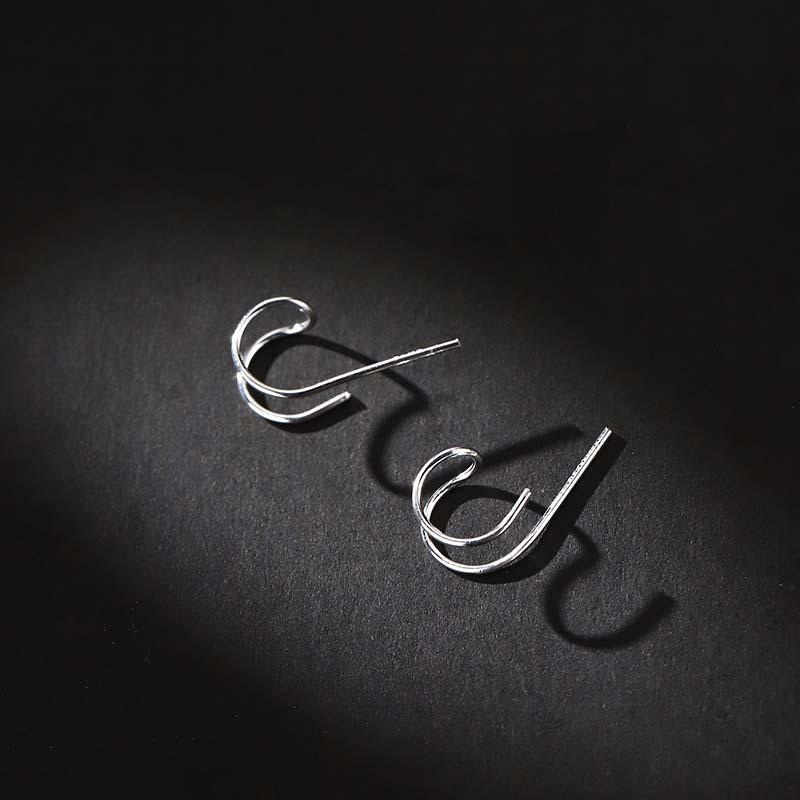 Cold Wind Small Earrings Trendy Style Fashion Student Trend Simple Personality U-Shaped Double-Layer Line Stud Earrings Female