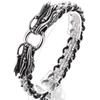 Готический браслет с двойной головой дракона для мужчин, плетеный браслет из кожи и нержавеющей стали, мужские браслеты, ювелирные изделия, подарки