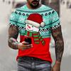 Веселого Рождества 3D принтованная мужская футболка Смешные футболки с рисунком Санта-Клауса Повседневная уличная футболка Большие топы
