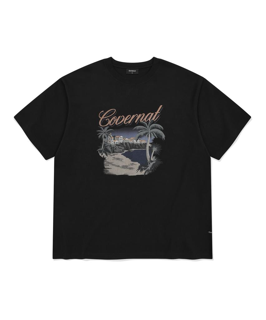 COVERNAT Cool Cotton Tropical Graphic T-Shirt Black