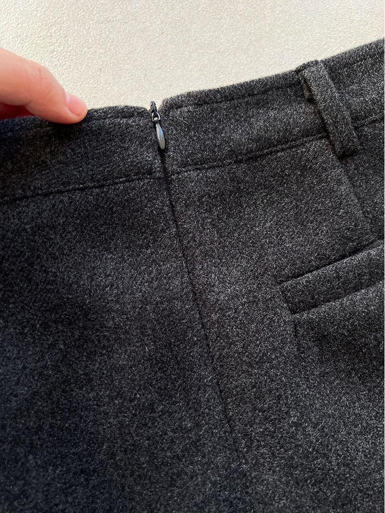 Юбка миди А-силуэта Luxi Retro High-End из шерсти - Женская 2025 Зимняя Приталенная Мини-юбка Бодикон на флисовой подкладке