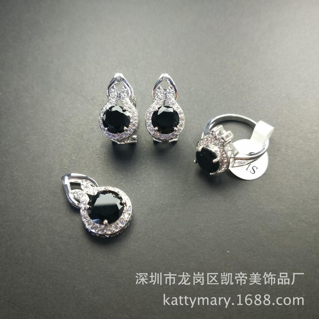 Gourd Necklace Zircon Jewelry Set Luxury Necklace Ring Three-Piece Set Of Earrings Stud Set Mixed Batch Multicolor