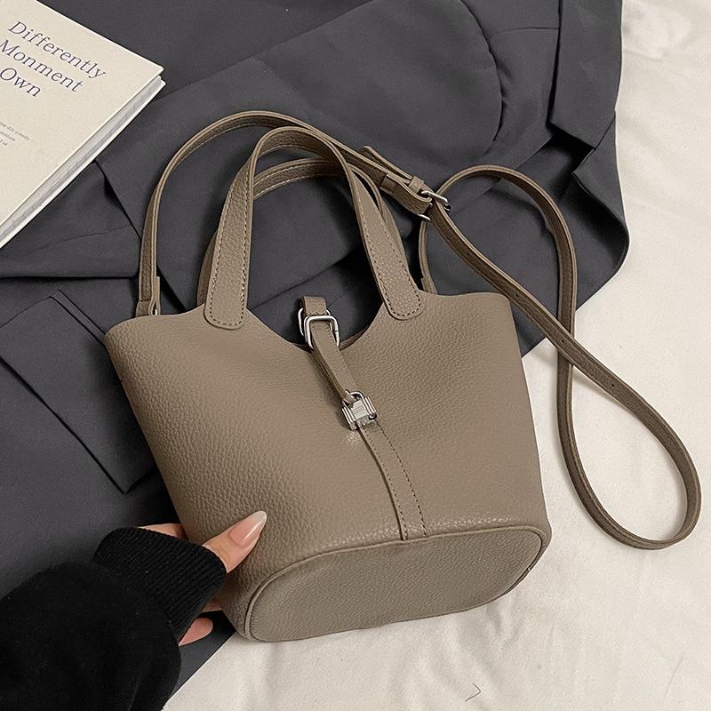 Простой темперамент узор личи портативная сумка-ведро повседневная легкая роскошь однотонная высококлассная сумка-мессенджер сумка женская