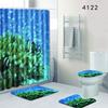 Undersea Landscape Bathroom Shower Curtain Floor Mat Toilet Cover Foot Pad Four-Piece Pattern Size Fixed Zhi