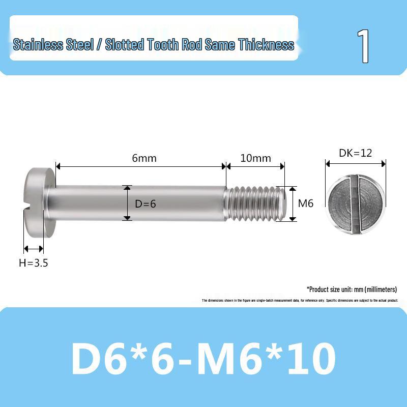 Винт-пробка с прорезью M6 D6D8 из нержавеющей стали, с частичной резьбой, гладкий стержень, болт с ограничительным буртом