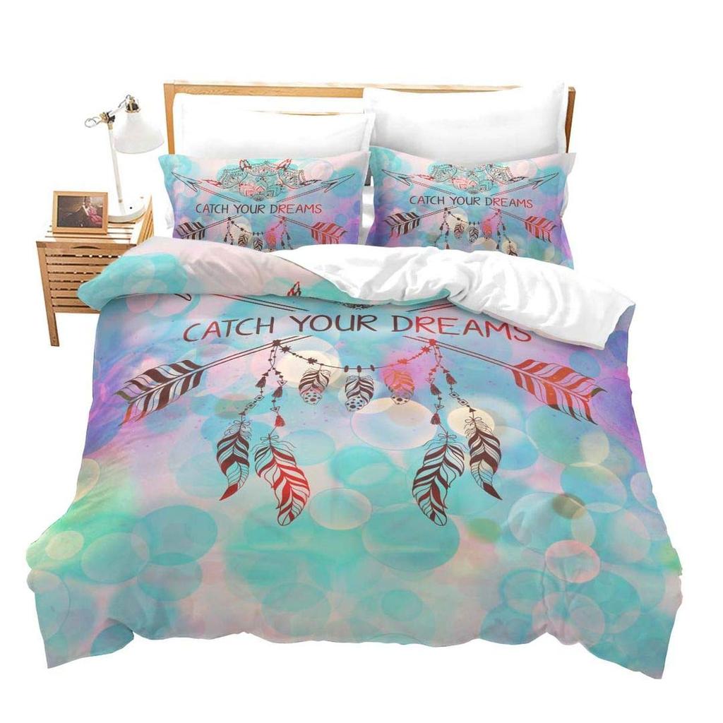 Cartoon Dreamcatcher Duvet Cover Collection Single King Feather Bedding Collection Microfiber Bohemian Comforter Cover For Girls Women Room