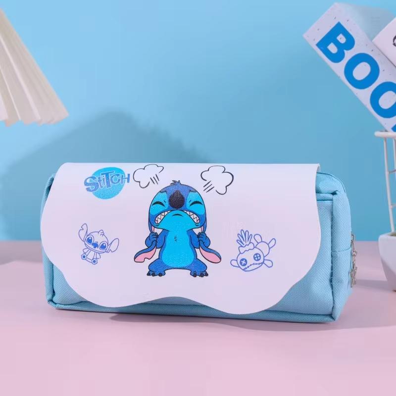 MINISO Мультяшные персонажи Прозрачная двухслойная косметичка большой вместимости, студенческий ручной пенал для хранения канцелярских принадлежностей, мультяшный пенал