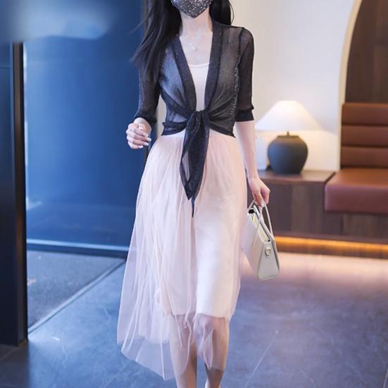 Женская рубашка с солнцезащитным кремом, длинный рукав, однотонный свободный кардиган с солнцезащитным кремом и шнуровкой, дышащее тонкое пальто