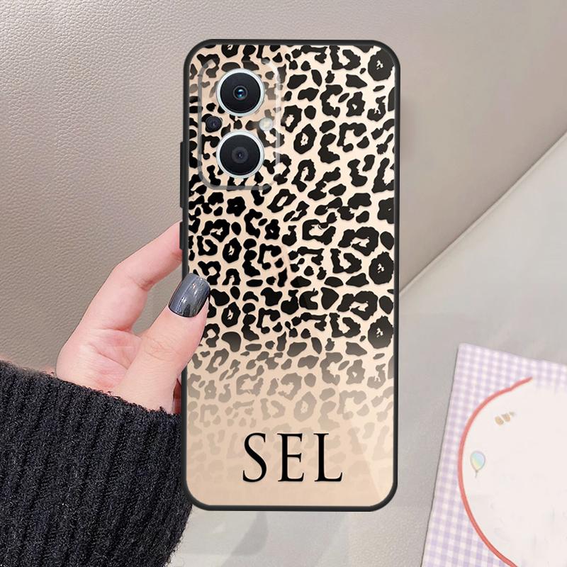 Personalised Initials Skin Leopard Case For OPPO Reno 7 8 6 Lite 2Z 3 4 5 Z 8T OPPO Find X6 Pro X3 Lite X2 Neo X5 Pro Cover