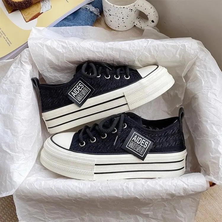 Модные парусиновые кроссовки для женщин, дизайнерская обувь Breathe Harajuku, кроссовки на платформе для девушек в стиле хип-хоп, женские туфли с эффектом потертости
