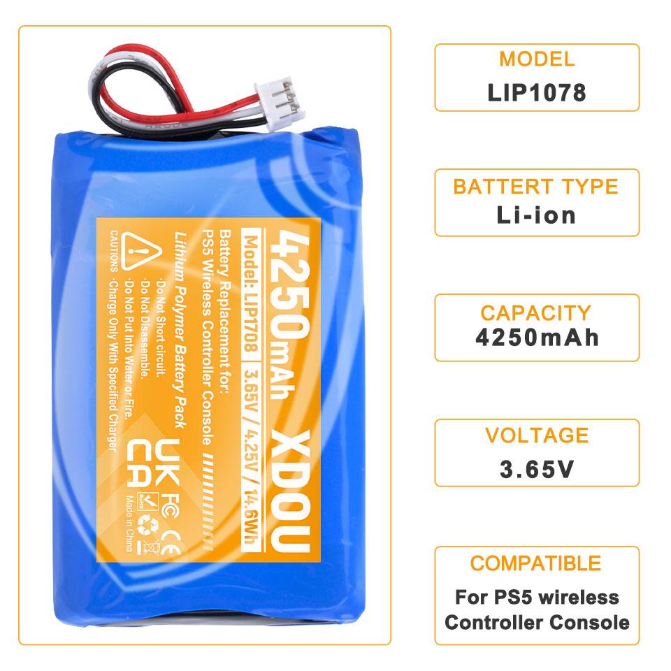 Аккумулятор 4250 мАч для беспроводного контроллера PS5 PS 5 Sony Playstation 5 LIP1708 Dualsense Геймпад Контроллер CFI-ZCT1W CFI-ZCT1J