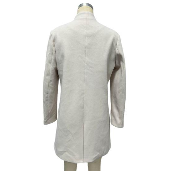 Зимнее осеннее женское пальто с воротником-стойкой и защитой шеи, длинный рукав, плотное теплое однобортное пальто с плотными теплыми карманами, средняя длина, женское пальто