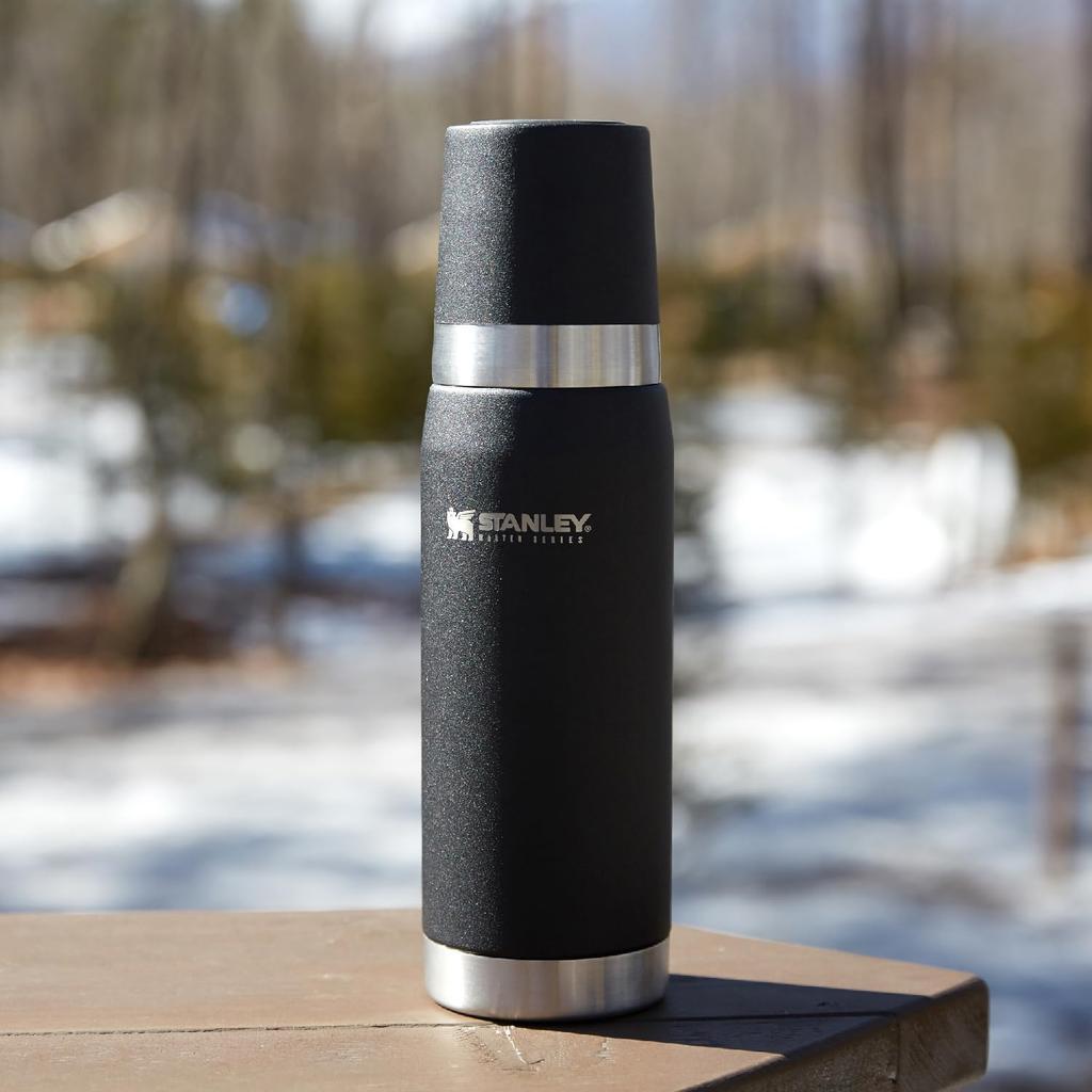 STANLEY Master Vacuum Matte Insulated Stainless Steel Water Dishwasher Warranty Japanese Bottle, 0.75L, Black, Bottle, Safe, Included, 02660-032