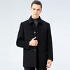 Зимнее двустороннее шерстяное кашемировое пальто средней длины для мужчин, шерстяное деловое повседневное пальто