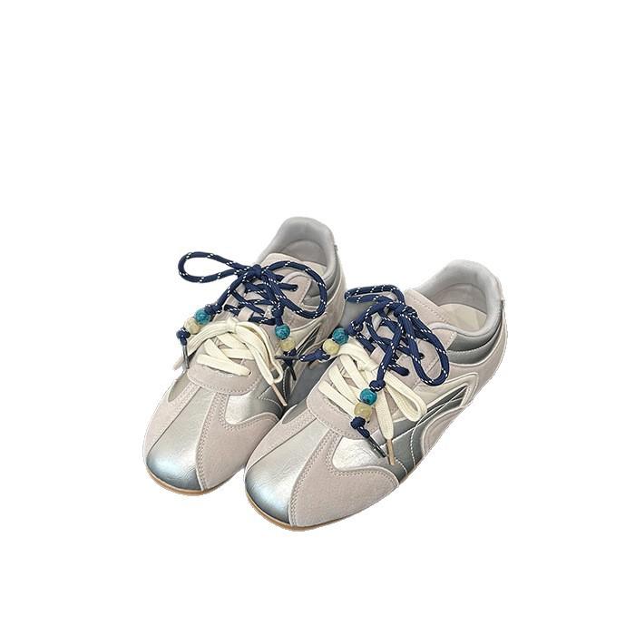 [Fanfna] Универсальные немецкие тренировочные кроссовки для женщин, новинка осени 2025, с бусинами, нишевый дизайн, повседневные кроссовки в стиле Форреста Гампа