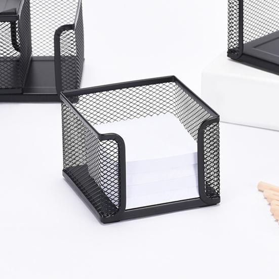 Note Pad Storage Box Fine Mesh Large Capacity Easy Access Black Heavy Duty Metal Desktop Memo Pad Sticky Note Organizer Home Supplies