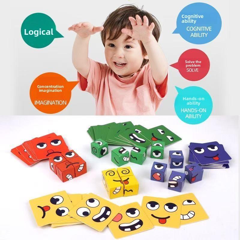 Classic Childrens Rubiks Cube Interactive Puzzle Toy With Expressive Face Blocks For Parentchild Play