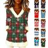 Women's Christmas Fashion Plush V-Neck Pullover Printed Long-Sleeved Top