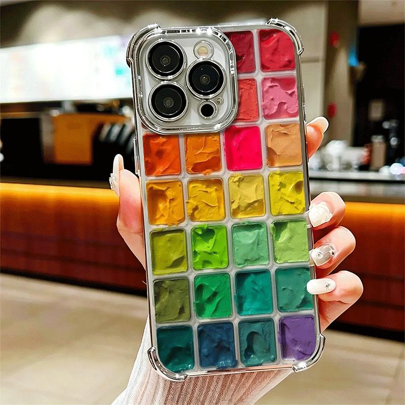 Набор Акварели Палитра Красок Покрытие Чехол для Телефона Для Iphone 16 17 Pro Max Air 16E 14 15 Plus 12 13 Mini Противоударный Чехол с Подушкой Безопасности