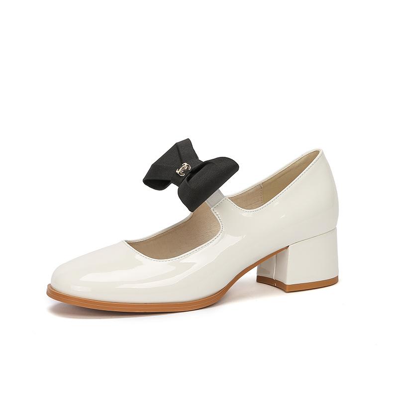 Туфли Мэри Джейн женские весенние новые модные женские туфли в британском стиле с круглым носком на толстом каблуке с бантом и юбкой женские туфли
