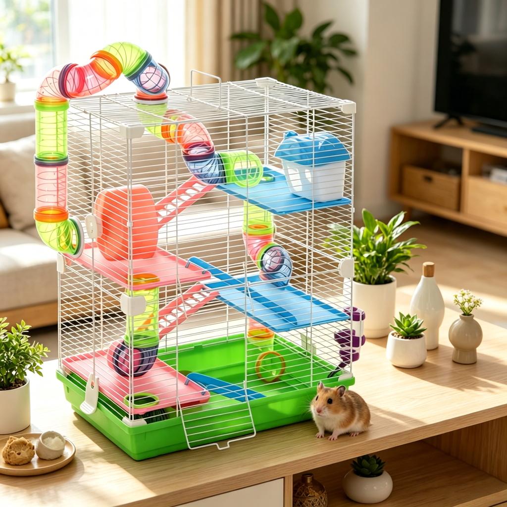 Pet Cage, Gerbil House, Hamster House, 5-Level Vertical Design Small Animal Habitat Cage