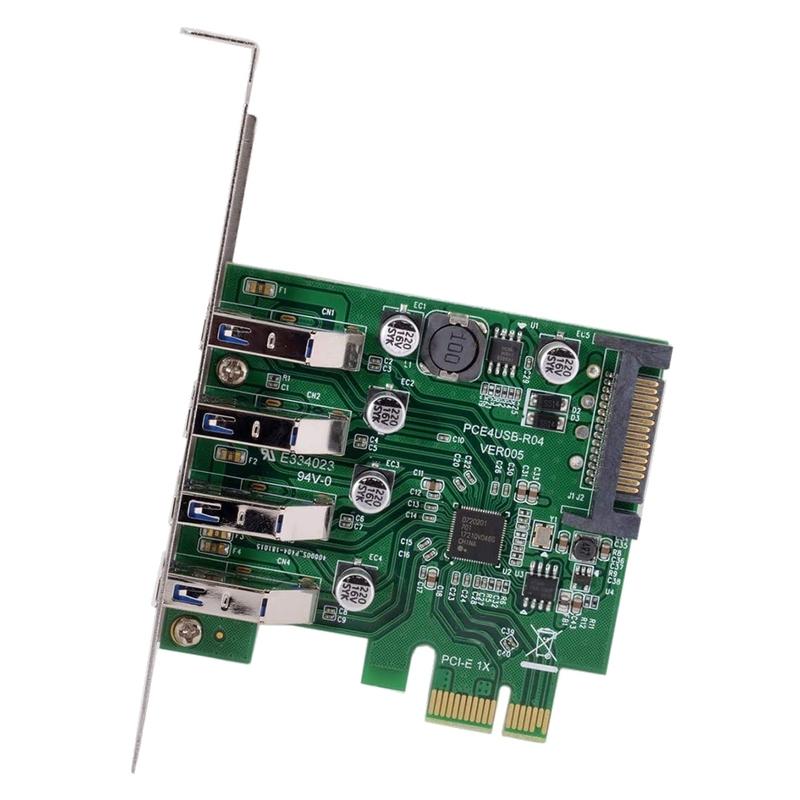 Low Profile 4 Ports PCI-E to USB 3.0 HUB PCI Express Expansion Card Adapter 5Gbps USB1.1/2.0/3.0 Operating SystemsJAS