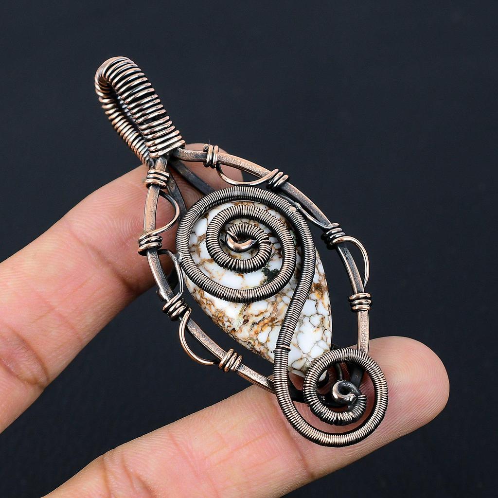 Ювелирный кулон ручной работы из чистой медной проволоки с драгоценным камнем дикой лошади для подарка