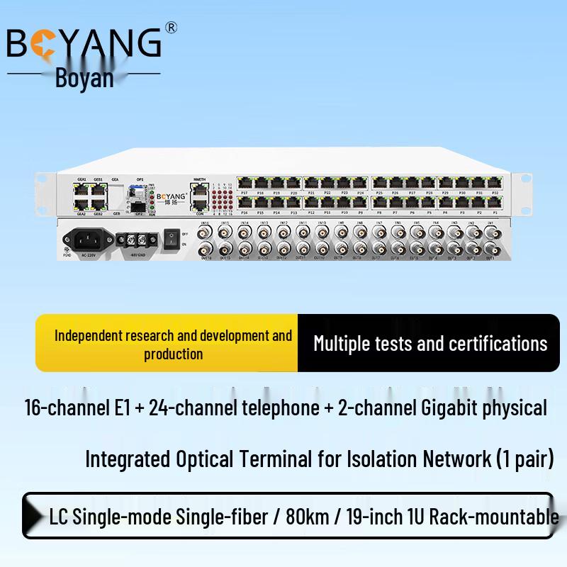 Boyang Интегрированный оптический трансивер (16E1, 24FXS, 2GE, 80КМ)