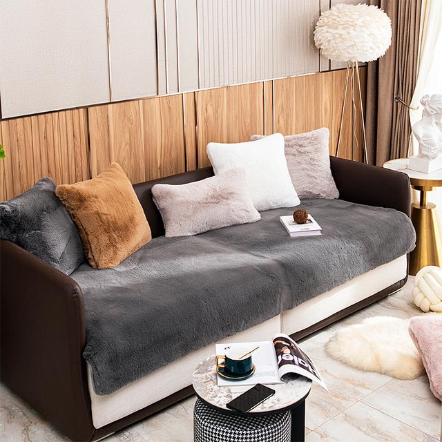 Зимняя толстая бархатная подушка для дивана с кроликом, супер мягкий шезлонг, чехол для дивана, полотенце, нескользящие чехлы для дивана, домашний декор