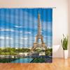 Eiffel Tower Paris Scenery Shower Curtain Vintage Scenery Cherry Blossom Butterfly Polyester Fabric Bath Curtains Bathroom Decor