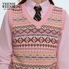 Teenie Weenie Women's Retro Fair Isle Stripe Knit Sweater Vest