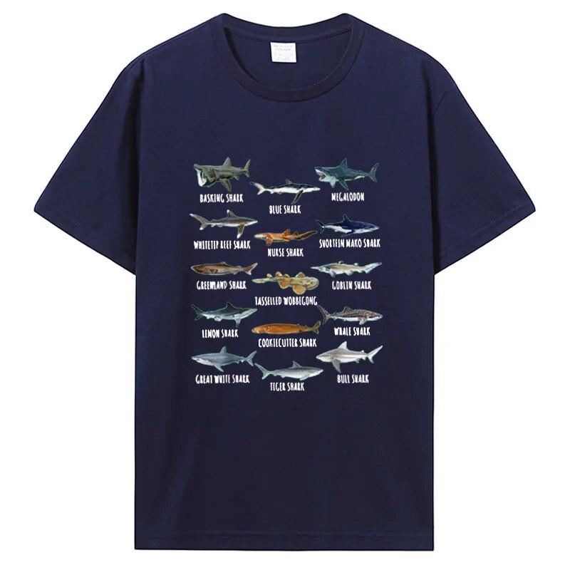 Футболка с видами акул, биология, разные виды акул, одежда с комиксами для детей и взрослых, футболки с графическим рисунком, топы, подарочная одежда