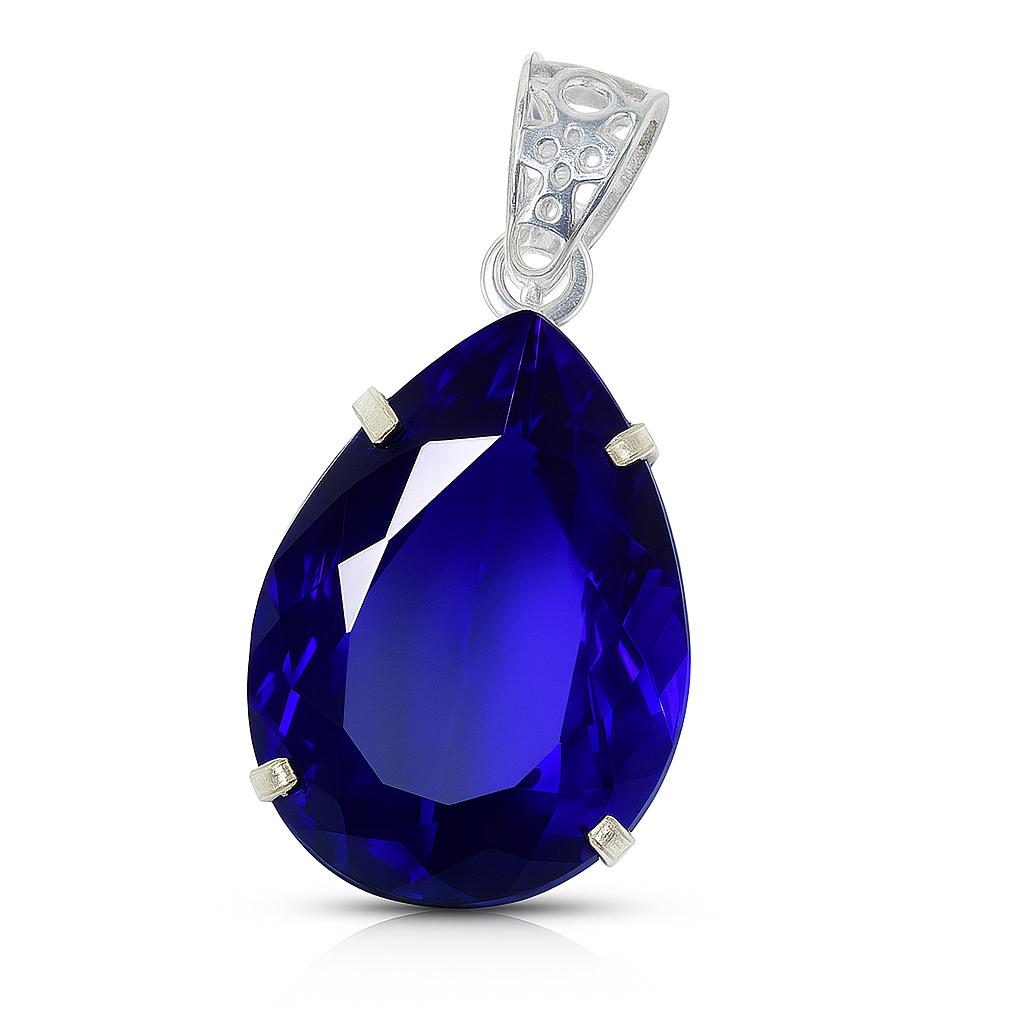 Blue Topaz Pendant 63.25 ct Pear Cut 925 Sterling Silver Jewelry Gemstone Jewelry Gift