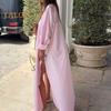 Women Shirt Dress Lapel Long Sleeve Side Slit Design Casual Shirt Solid Color Buttons Closure Maxi Dress Daily Wear