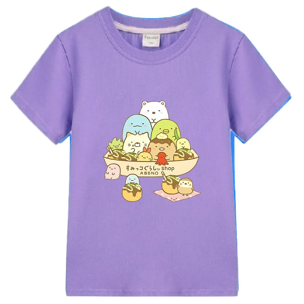 Футболки Sumikko Gurashi Детская летняя одежда Футболки с мультяшным принтом Футболки для мальчиков и девочек Аниме футболки Хлопковый топ