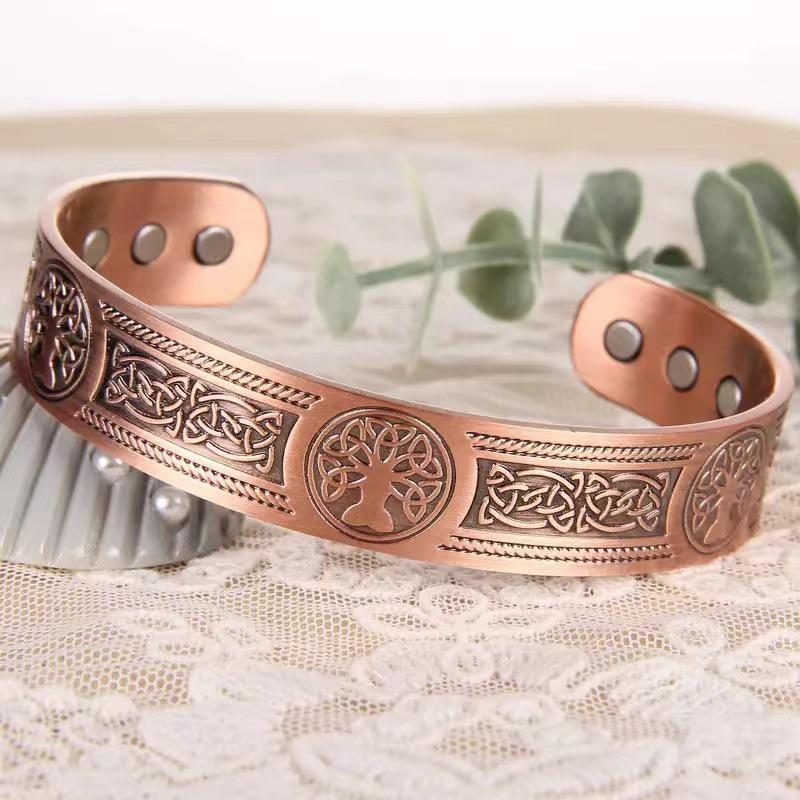 European and American Vintage Bronze Tree of Life Magnetic Bracelet for Men and Women