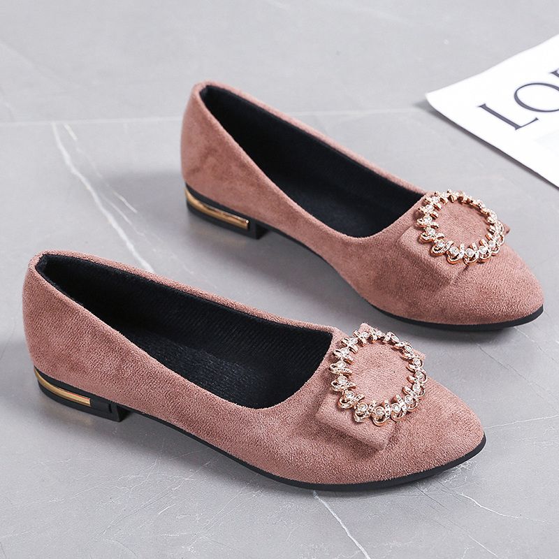 Женские туфли-лодочки Офисные с острым носком Низкий каблук Элегантные со стразами Женская обувь Оптом 39 Нескользящие Отпуск Шик на обуви Повседневные