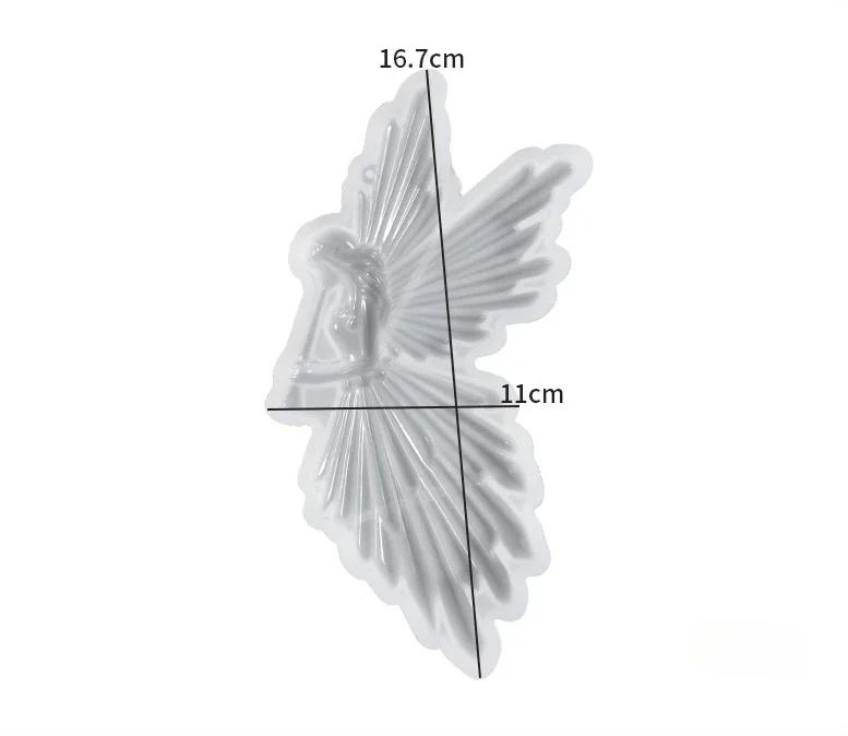 Crystal Drop Glue DIY Angel Mold Handmade Creative Symmetrical Left and Right Blowing Flute Wings Fairy Mirror Silicone Mold