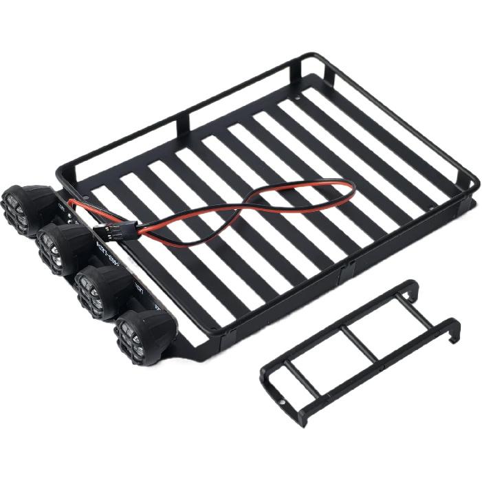 Багажник на крышу для 1/18 RC гусеничного автомобиля TRX4M - Багажник на крышу со светодиодными прожекторами и лестницей - 1:18 Декоративные Улучшения для RC Гусеничного Трагги