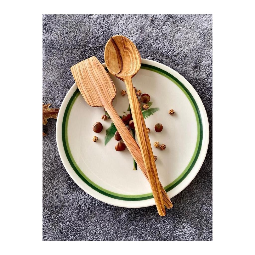 Деревянная оливковая деревянная сервировочная ложка и лопатка ручной работы сервировочный набор столовая ложка кухонная утварь